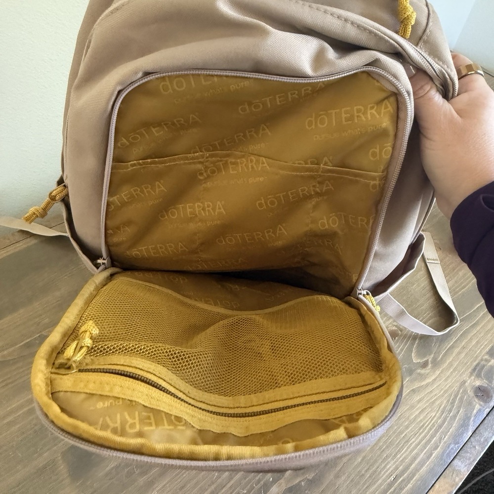 Doterra Tan Beige Convention Backpack Pockets - Picture 6 of 9